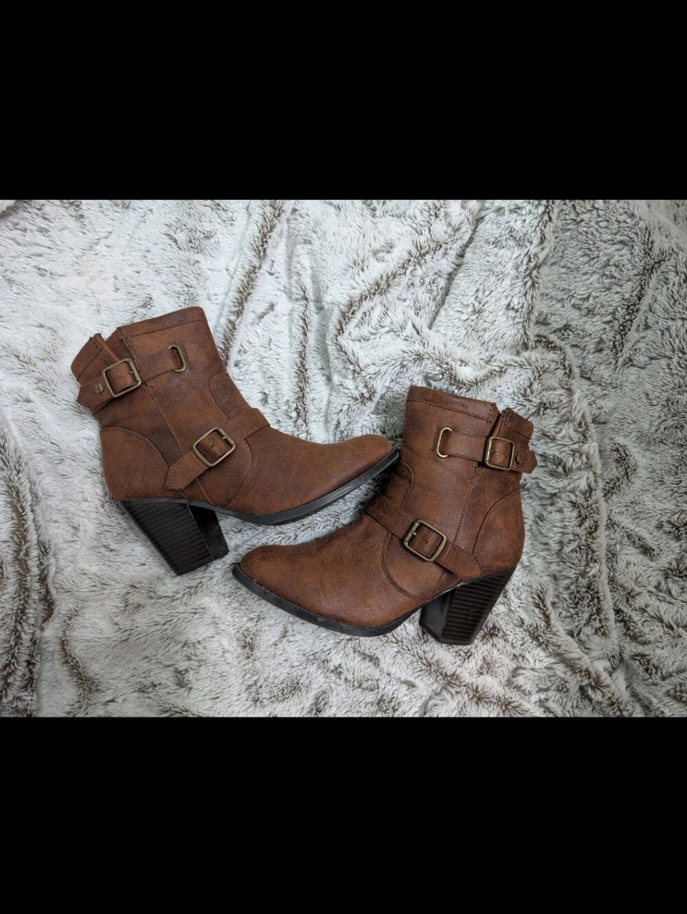 Women's Brown Buckle Ankle Boots Size 9